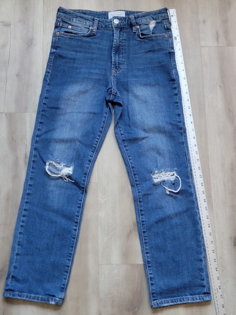 Dear John (Style: Frankie), Distressed Blue Jeans - Classic Straight Fit